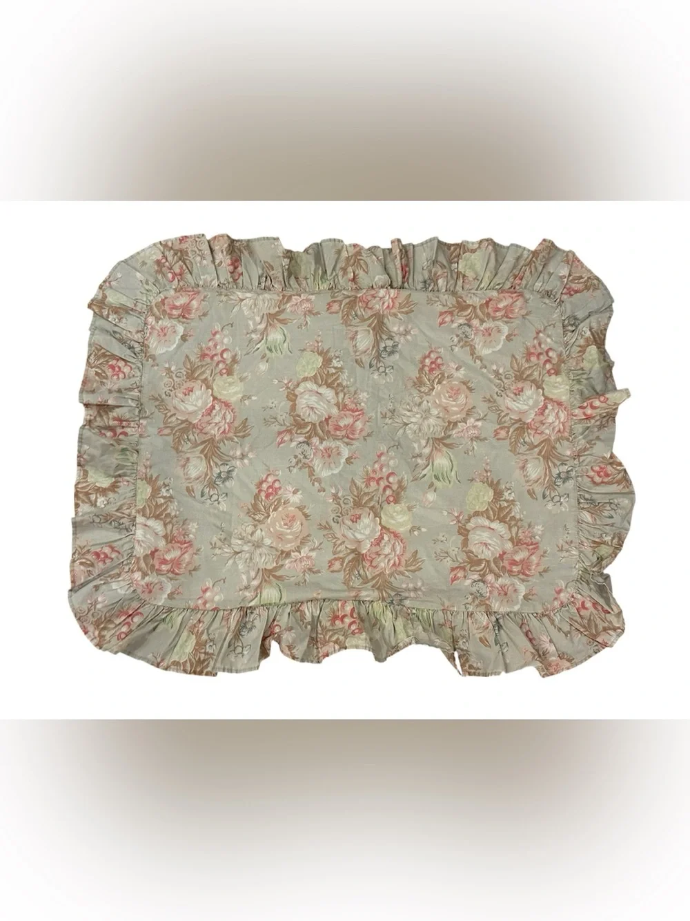 VTG Ralph Lauren floral pillow sham ruffle blue label green